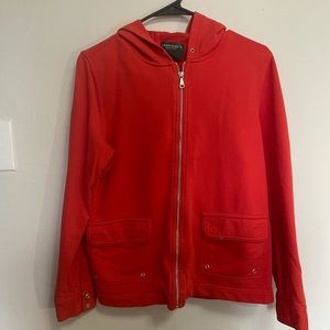 Lauren Jeans Co., Orange zip up with silver detail.